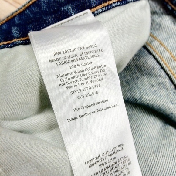 Current/Elliott | Straight Leg Distressed Ombre Released Raw Hem Cropped Jeans - Picture 7 of 8